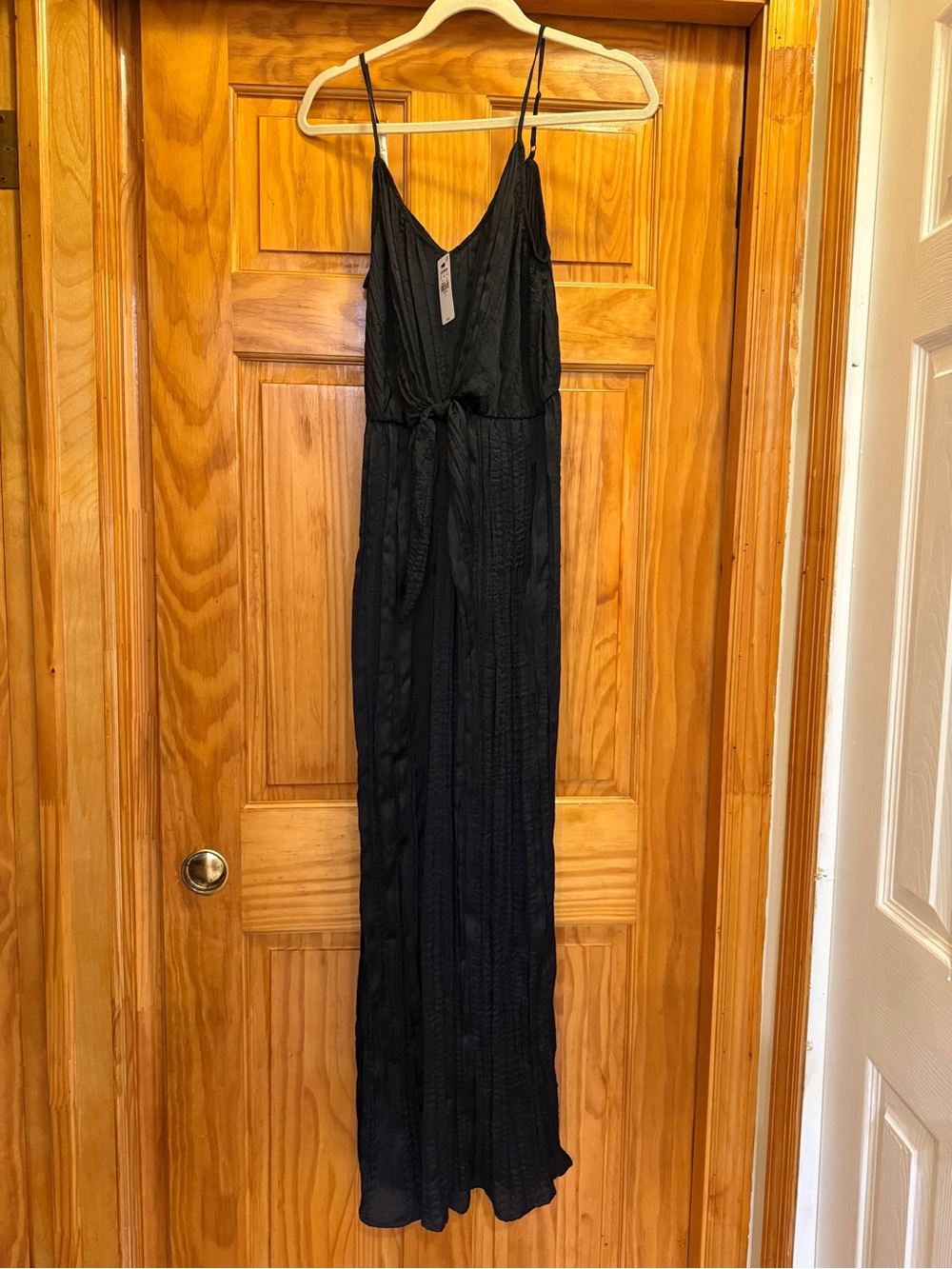 Express Black Spaghetti Strap Jumpsuit with Tie Waist